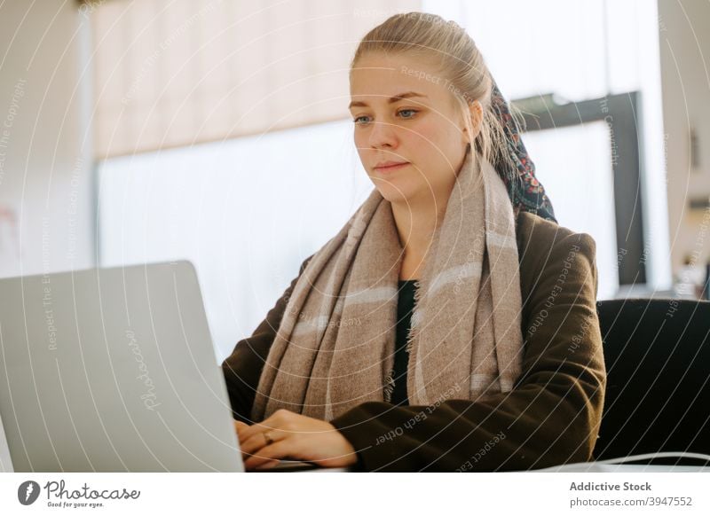 Blond Business woman working in an office business computer laptop female professional people businesswoman beautiful person manager attractive occupation young