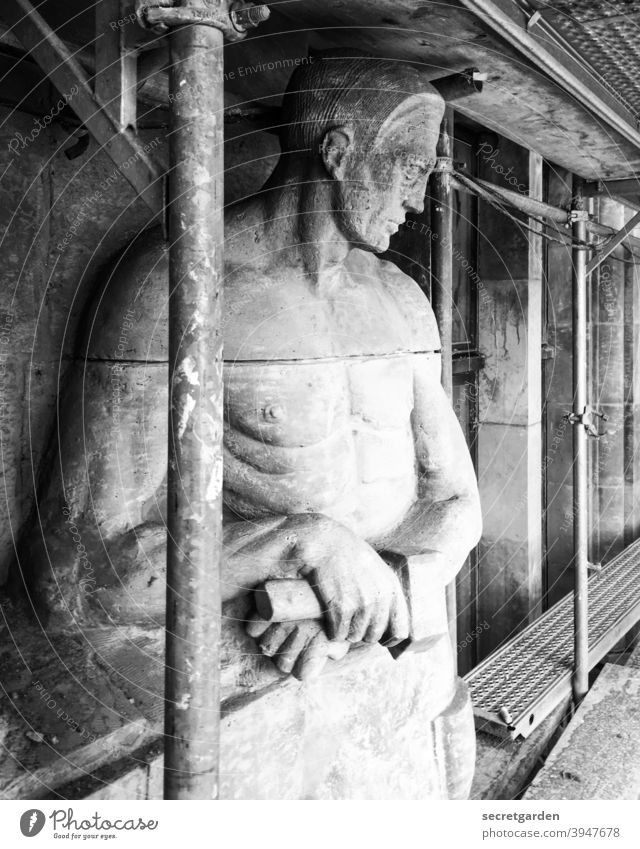 Let me show you how it's done. Figure Monument Preservation of historic sites monument preservation protected as a historic monument Black & white photo