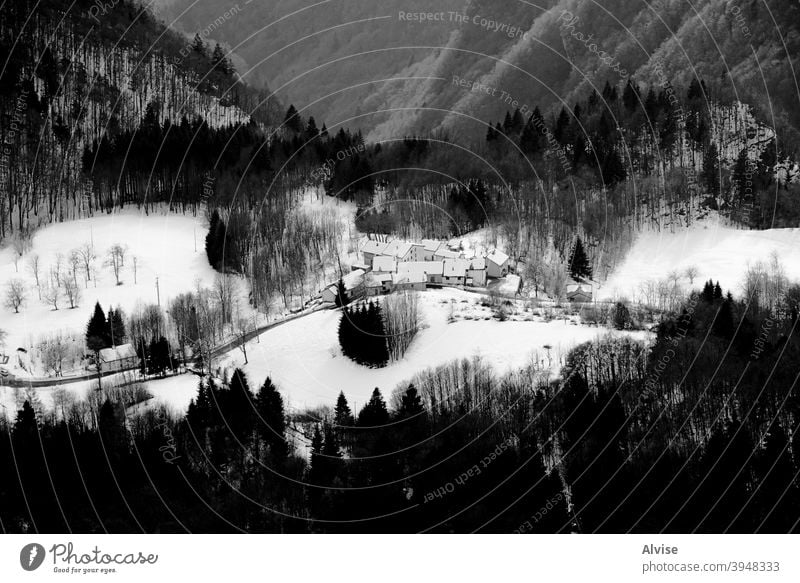 village with snow three italy house alps travel sky landscape nature europe winter mountain peak alpine tourism dolomiti white sport cold holiday ski italian