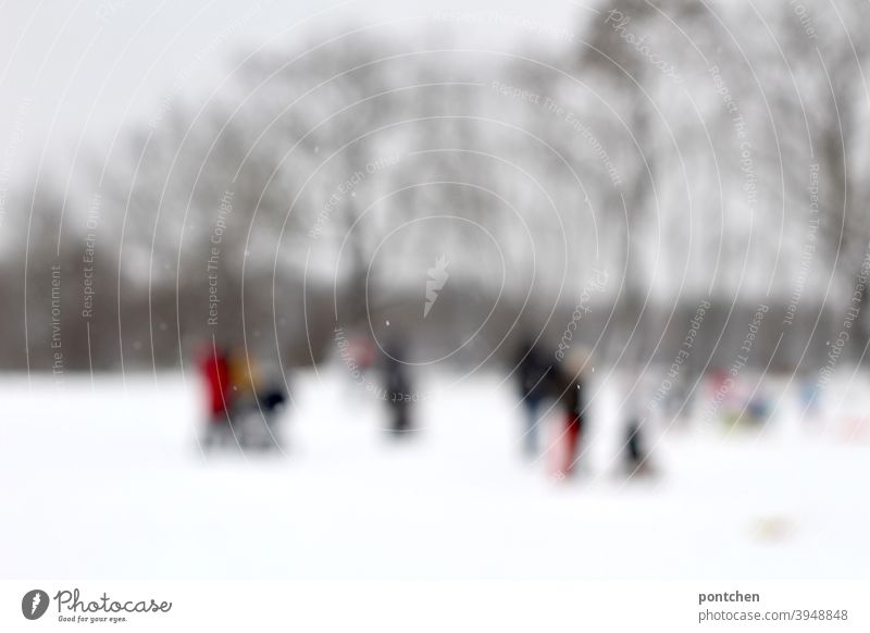 Dream sequence. Blurred people in groups in the snow. Winter. Snow Families Trip Groups winter clothes AND SHARPNESS Stand White Cold Wait Winter sports