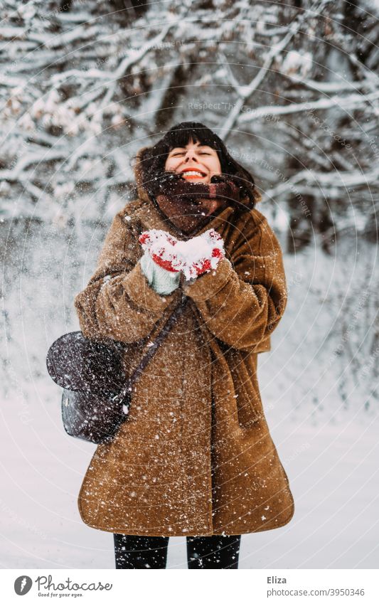Beautiful Young Woman Enjoying In The Snow Stock Photo - Download Image Now  - Winter, Snow, Happiness - iStock