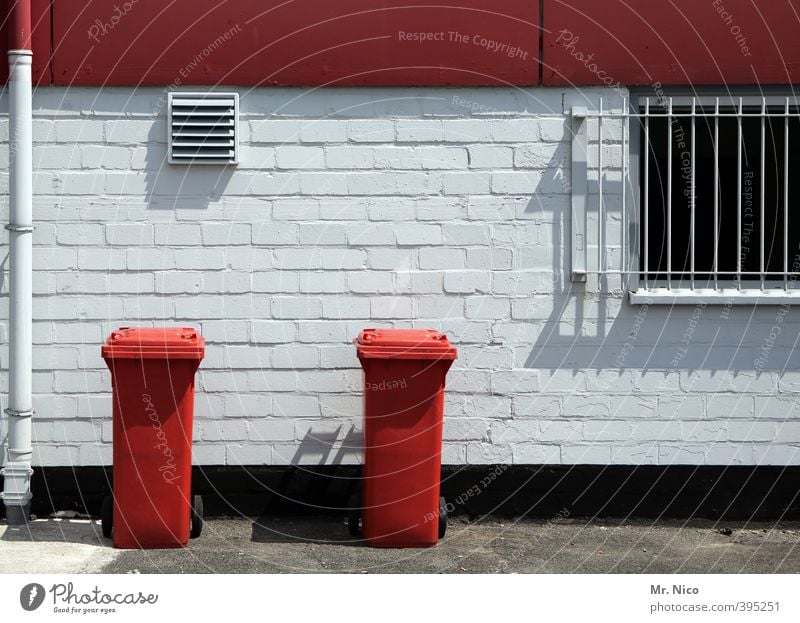 eat red-white Environment Building Wall (barrier) Wall (building) Window Red Trash container Refuse disposal Waste management Backyard Grating 2