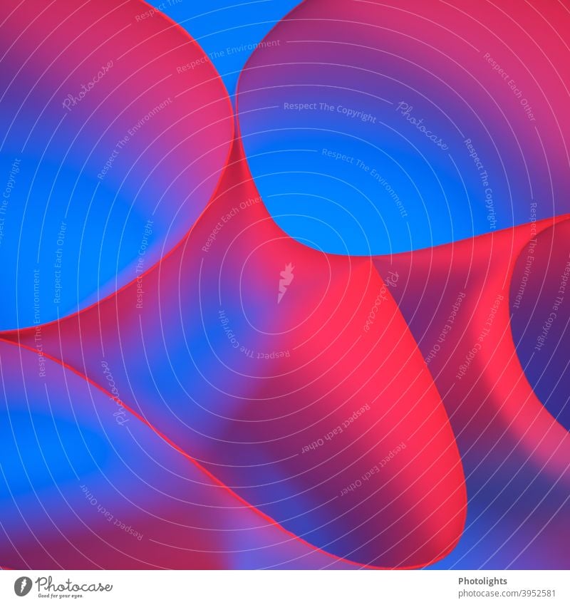 Red lines on blue background shape Curved Blue Violet Paper Round Colour photo Studio shot Close-up Multicoloured Pattern Structures and shapes Abstract Graphic