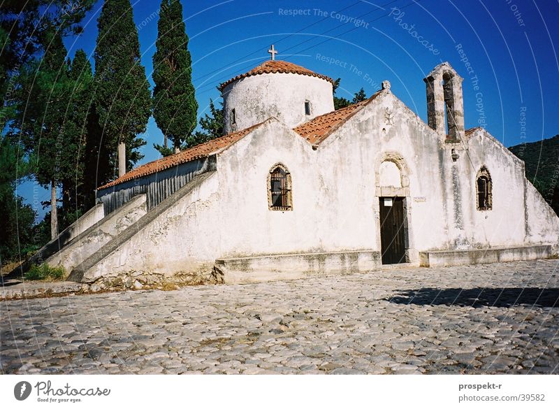 Panagia Crete Greece Historic White Cobblestones Religion and faith Beautiful Europe Blue Sky old church