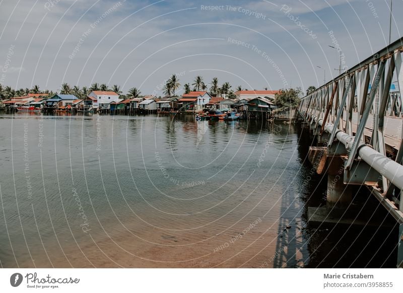 Rows of stilted houses on the riverside in Kampot, Cambodia kampot cambodia quaint lifestyle travel photography asia no people copy space rural life