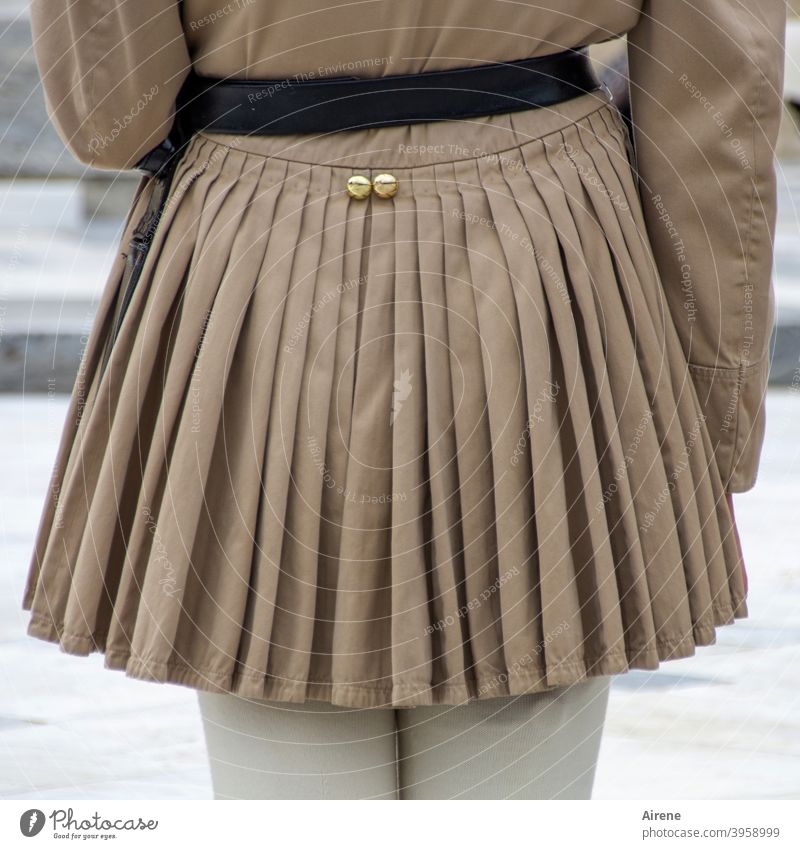 Contemporary history | traditionally dressed Uniform Honor Guard Skirt Greek skirt Soldier awake Man masculine Tradition Greece Back garments uniformed Athens