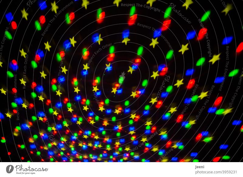 Finally party again | Colourful light effects | Lightshow Disco Disco ball Multicoloured Pattern Structures and shapes Party Club Rotate Round Stars Circle