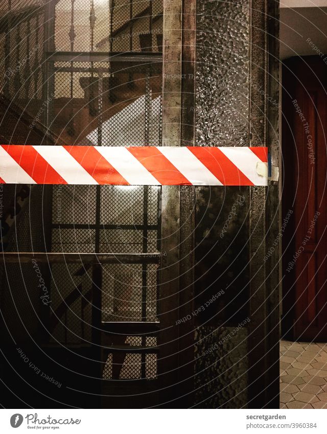 And again the elevator in the old building does not work.... flutterband Police Force cordon Crime scene door Elevator Historic Wood forbidden Bans
