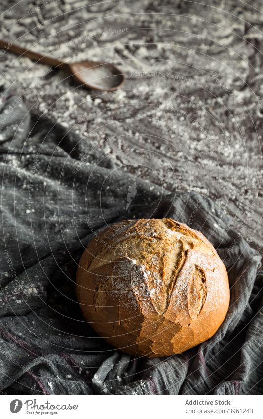 Delicious artisan round bread loaf baked crispy food fresh bakery whole flour crust delicious nutrition tradition meal cuisine crunch natural cook organic