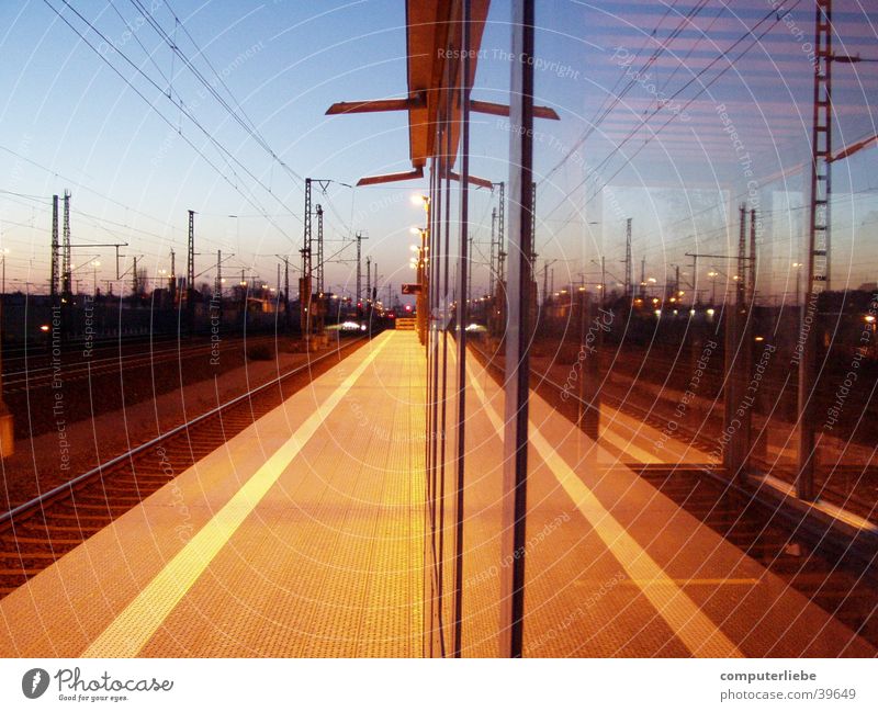 waiting room Platform Troisdorf Waiting room Long exposure Transport Railroad