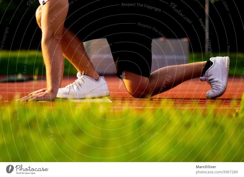 Athlete running start position silhouette Vector Image