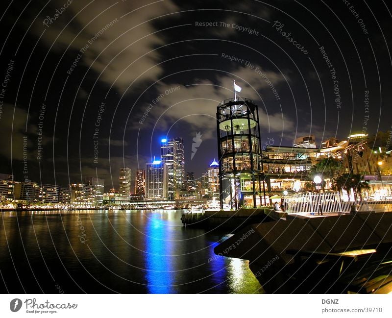 Sydney harbour at night New Zealand Australia Wide angle Night Harbour