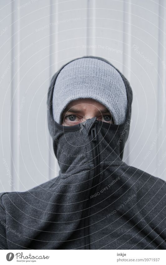 lockdown Colour photo Close-up Exterior shot portrait portrait of a woman Anonymous Masked Authentic tired Boredom coronavirus Winter Cold Freeze