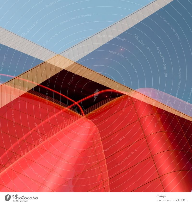 ROTHAUS Manmade structures Red Double exposure Skyward Colour Perspective Irritation Exceptional optical illusion Modern Future Abstract Architecture Building