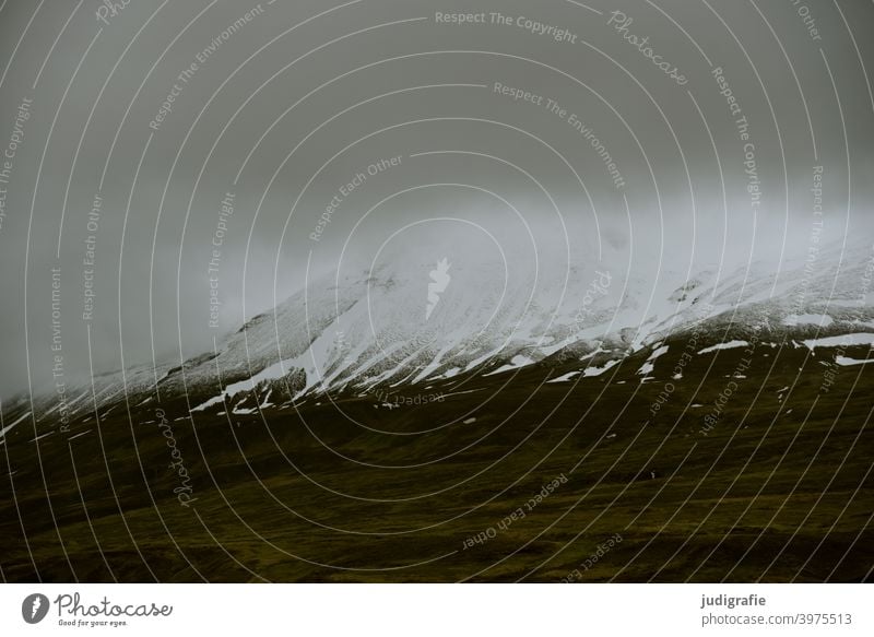 Iceland Landscape Mountain mountains Snowcapped peak Climate Nature naturally Wild Moody Clouds Cold somber