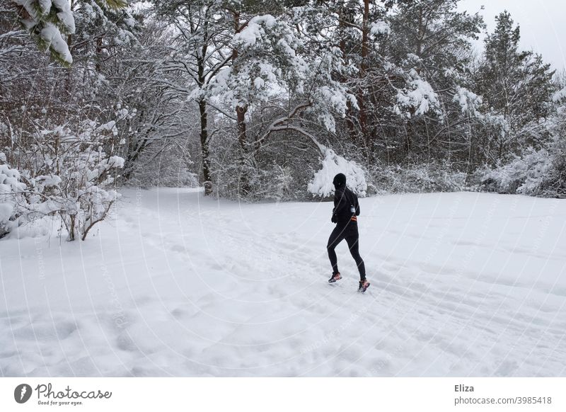 Man in Winter Sports Outfit Running on Snow in a Park Stock Photo - Image  of single, jogging: 216077330