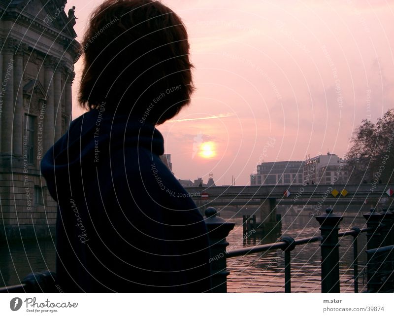 Longing - Sun Evening Sunset Spree Woman Bridge Dusk asturias Berlin