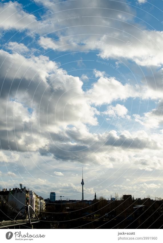 many clouds over the big city Berlin TV Tower Far-off places Panorama (View) Silhouette Troposhere Landmark Prenzlauer Berg Beautiful weather Downtown Berlin