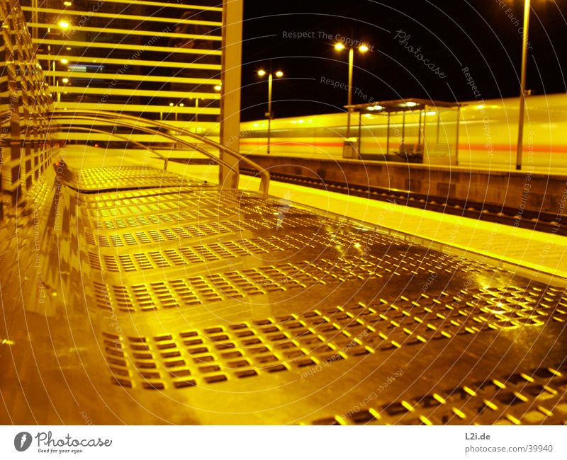 Don´t Miss The Train Railroad Night Long exposure Moody Train station Bench Movement Metal