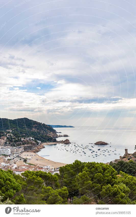 View of the village of Tossa de Mar, Catalonia, Spain bay beach blue brava catalonia city coast costa costa brava destination europe fort fortress girona