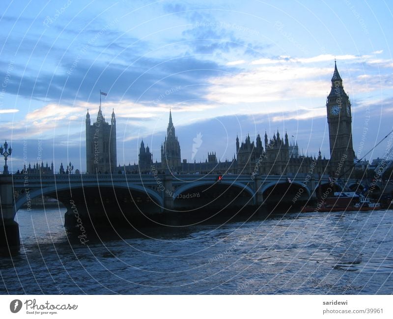 Thames London Big Ben Evening Themse Sunset England Europe Dusk Bridge