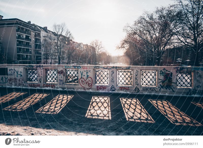 Bridge shadows in winter in Kreuzberg/Treptow/Neukölln Wall (barrier) Wall (building) Hip & trendy Light Day Copy Space middle Exterior shot Experimental