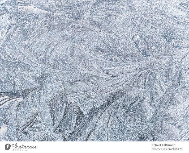 Frost on a surface, ice crystals Slice Ice Window Metal quick-frozen background Abstract Winter Snow Blue Frozen Water Season icily Snowflake Old areas Pane car
