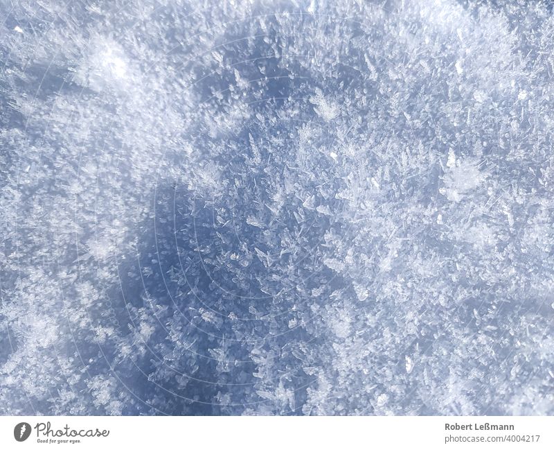 Close up of snow and ice crystals Snow Winter Common cold White Ice quality Nature Blue Frost Abstract Season Frozen Sky Weather cristal decorations Bright