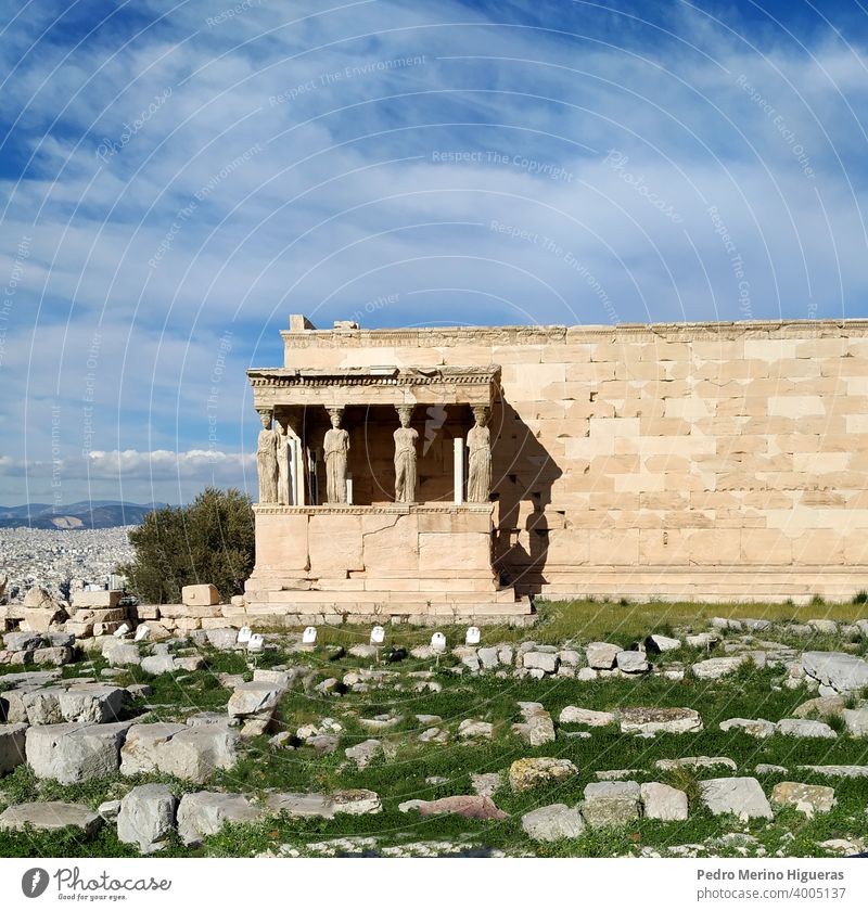 Old temple of athena in the acropolis of Athens history exterior archaeology landmark historic tour tourism greek europa antique ancient building athens statue