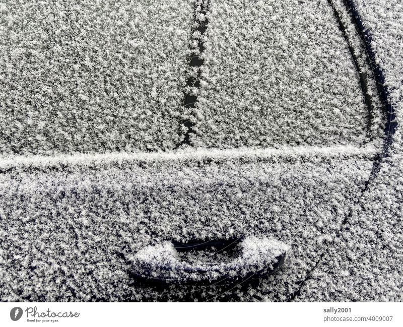 who put powdered sugar on my car...? Car door door handle Winter Snow Confectioner`s sugar hyperglycemic Cold Ice Frost Car Window White Freeze snow snowy Fine