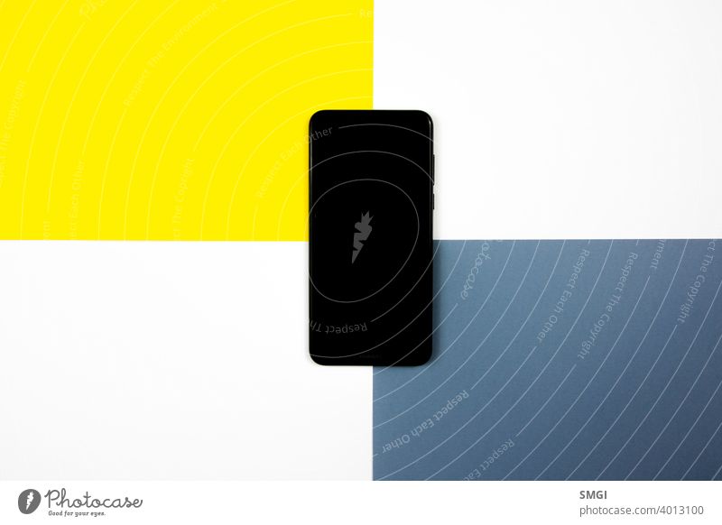 Mock up of a smartphone on different colored backgrounds. blank business cellphone cellular communication connection copy cyberspace desktop display electronic