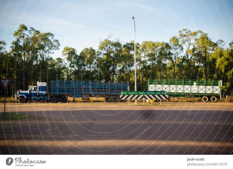 this is the way of trucking Logistics Truck Means of transport Trailer Australia Break Transportation vehicle trailer Queensland Dawn Road marking