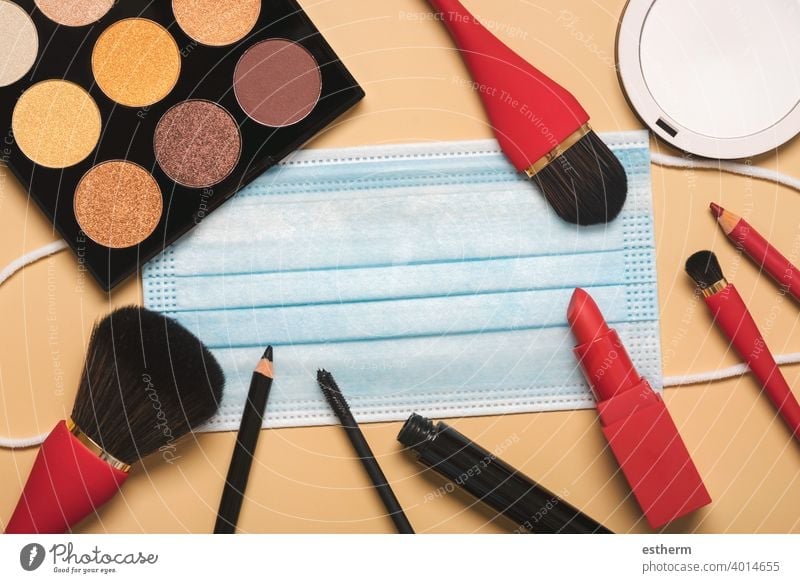 Beauty Salon and Beauty Blogger Concept coronavirus female cosmetics protective surgical mask coronavirus masks 2019-ncov covid 19 epidemic pandemic quarantine