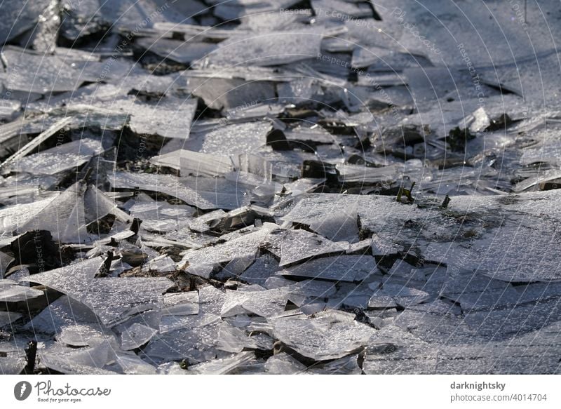 Ice time from broken plates with frost slabs Frost chill Snow Hoar frost White Freeze Nature Frozen Winter Cold Ice crystal Deserted Crystal structure