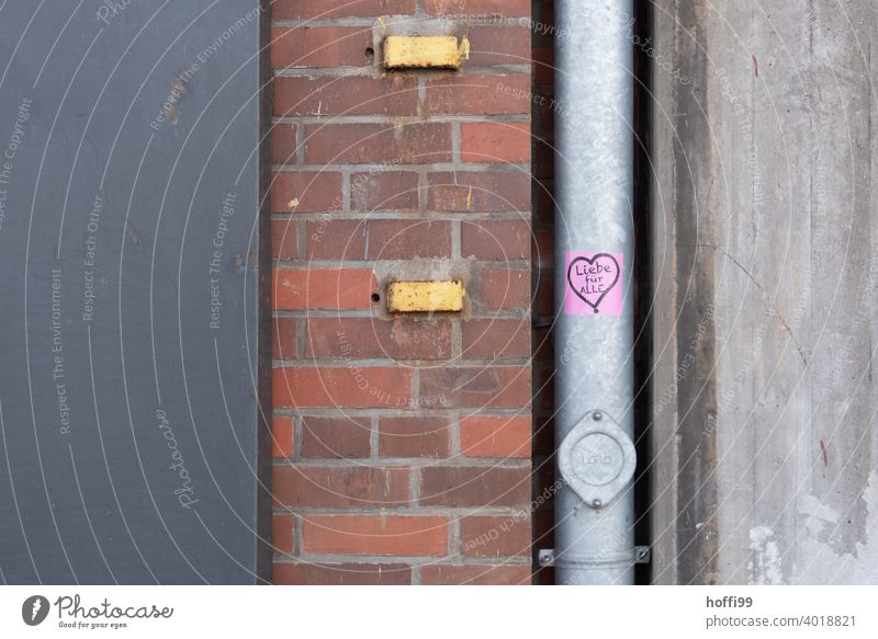 Love for All - Sticker with heart on drainpipe Spring fever Heart Heart-shaped stickers embassy love for all Romance Valentine's Day Infatuation Emotions Red