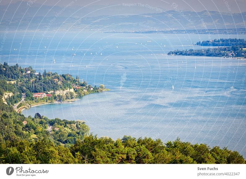 Lake Constance impresses with its imposing size Body of water Water Germany Baden-Wuerttemberg bank sailboats Landscape panorama Summer view Nature Blue arrive
