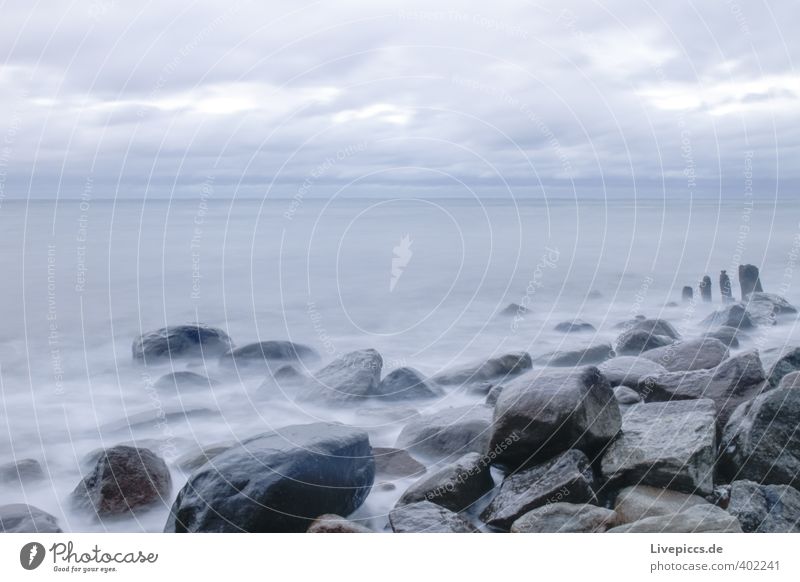 Baltic coast Far-off places Freedom Beach Waves Environment Nature Landscape Air Water Sky Clouds Autumn Wind Gale Coast Baltic Sea Fresh Cold Wet Wild Blue