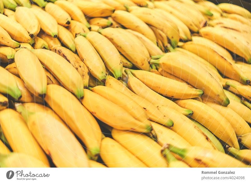 Banana in Grocery Store. Concept of healthy food, bio, vegetarian, diet. Selective focus. lifestyle eat veggies appetizing whole bananasfruit tropical summer