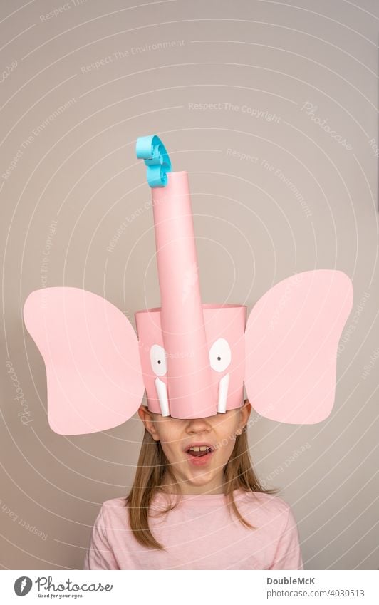 A girl with an elephant crown celebrates Mardi Gras / Carnival Colour photo Girl Bright February Joy carnival very rough Costume costumed cladding masquerade