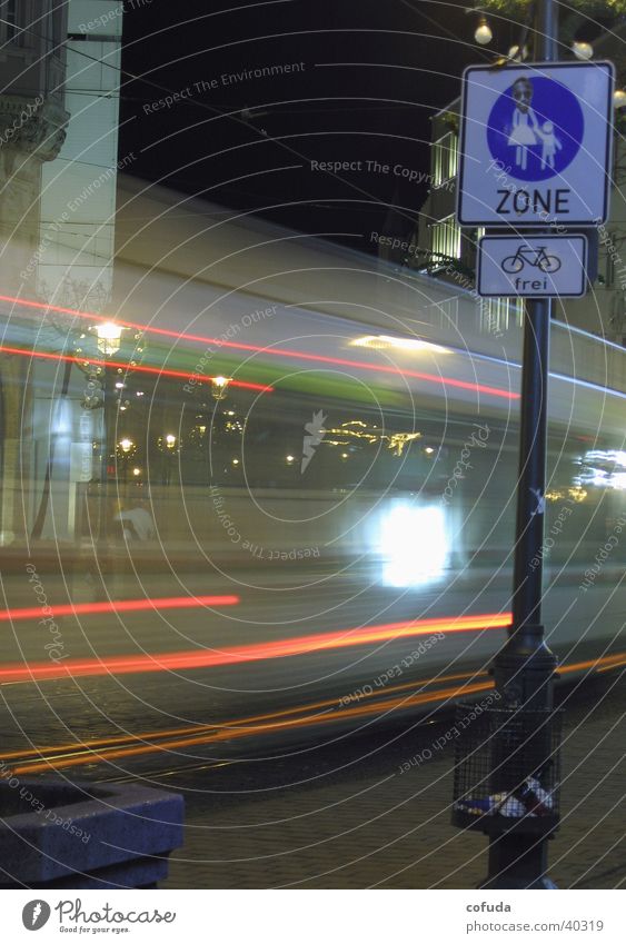 pedestrian Public service bus Pedestrian precinct Night Long exposure Augsburg Transport Bus time exposure