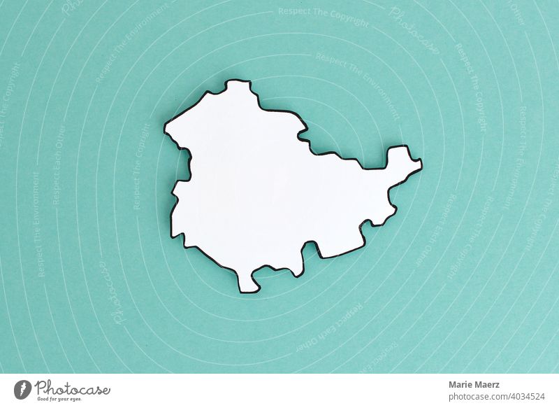 Federal state Thuringia as paper silhouette Federal State Germany country map Silhouette Paper paper cut Minimalistic Design Neutral White Abstract Illustration