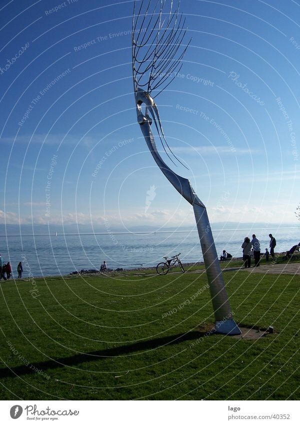 summer day Friedrichshafen Sculpture Art Lake Meadow Vacation & Travel Lake Constance Sun Shadow Colour