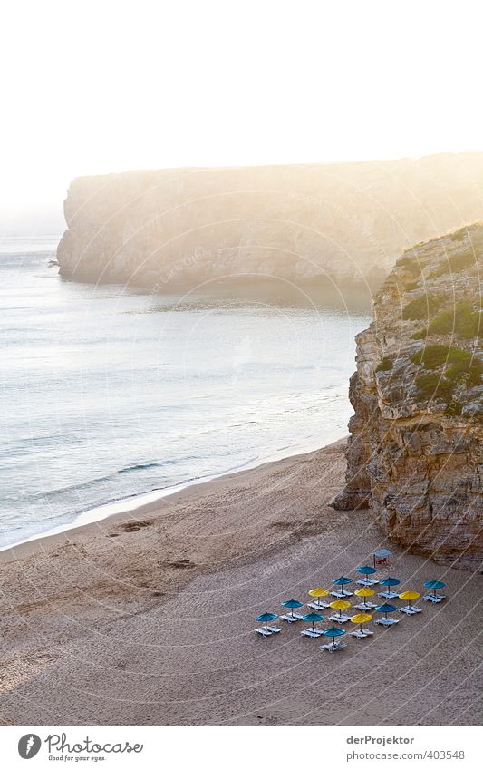 There are still quiet corners in the Algarve... Environment Nature Plant Sand Sky Sunrise Sunset Summer Climate Beautiful weather Rock Waves Coast Beach Bay