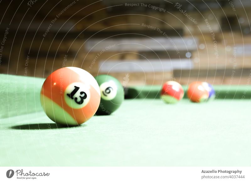 Billianrs balls on a green table - a Royalty Free Stock Photo from