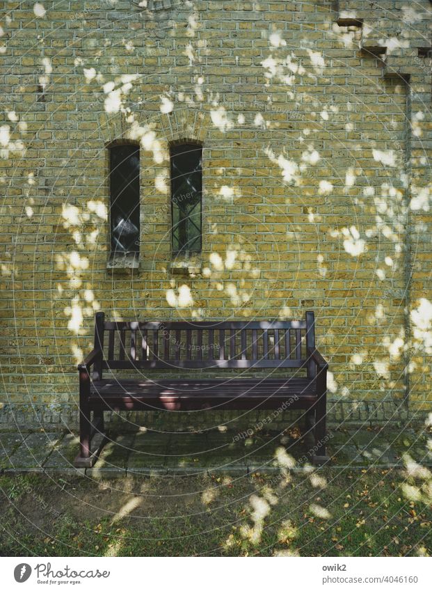 points system Bench Wall (building) Facade House (Residential Structure) Window Subdued colour Exterior shot Colour photo Detail Deserted Simple Rustic Building