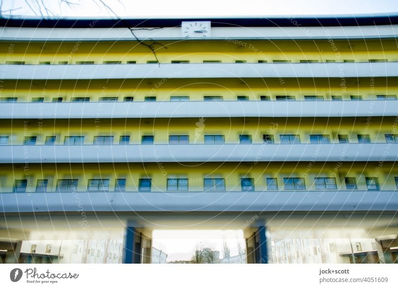 double house of modernity with colorful accents Apartment Building Double exposure Facade pergola Balcony blurriness Illusion Symmetry Experimental Reaction