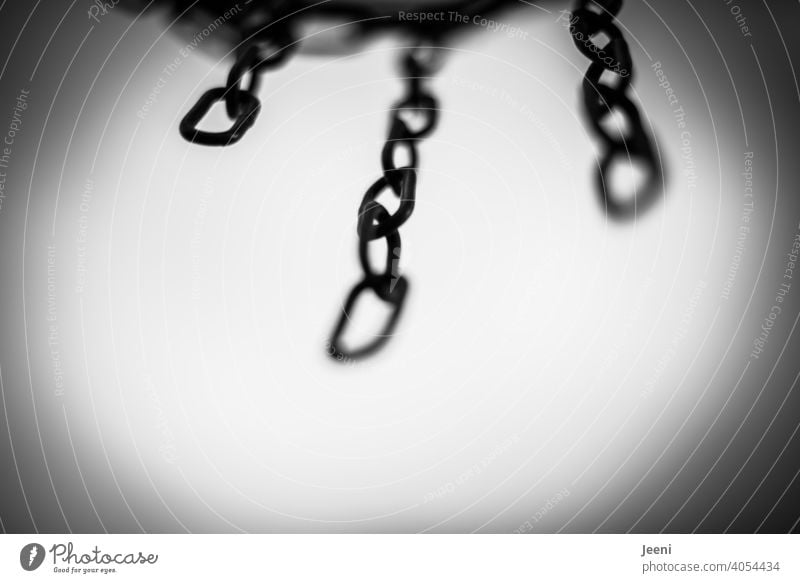 Hanging metal chains and links Metal Chain Chain link Chain links Basketball Basketball basket blurriness Detail Deserted Exterior shot Day Close-up Framework
