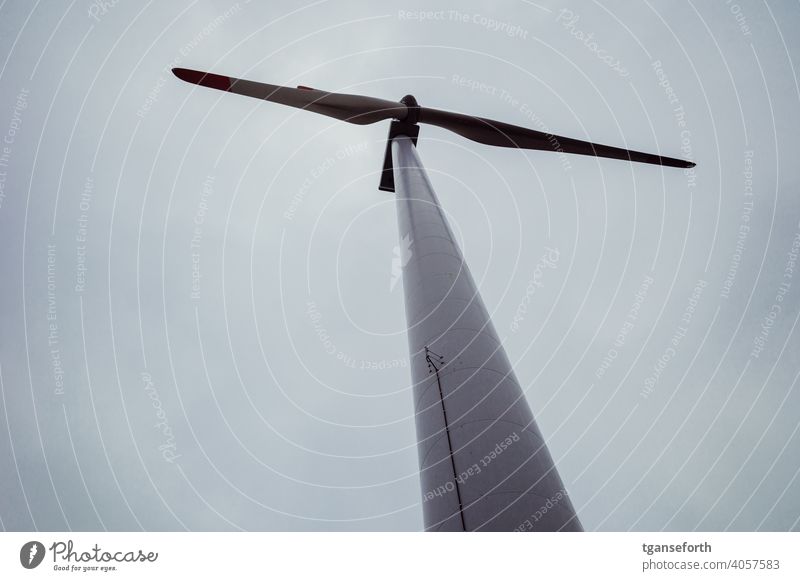 Wind energy plant from below wind power wind turbine Renewable energy Wind power station Sky Energy Energy industry Electricity Environmental protection