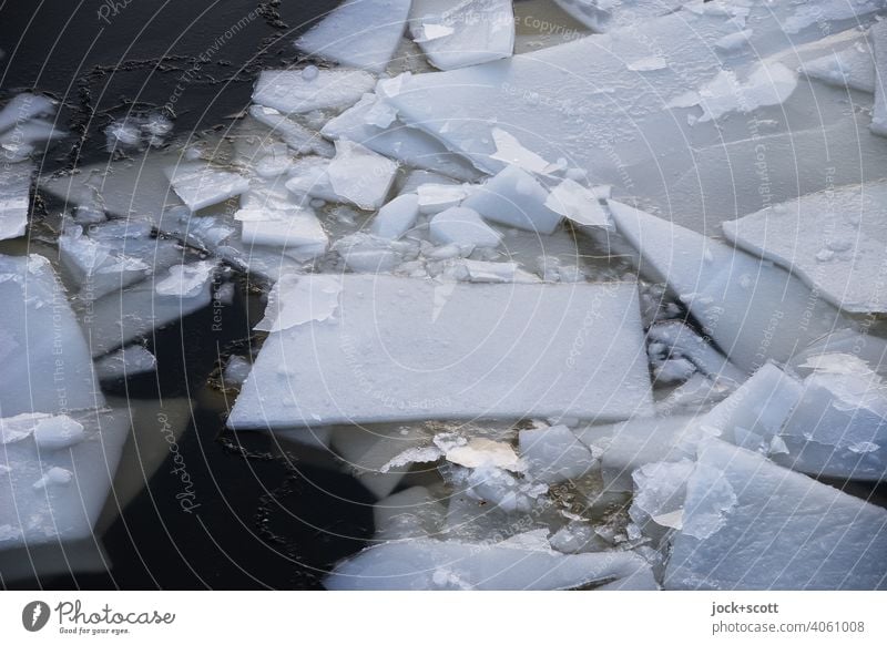 Ice floe Square, practical, frozen Winter Cold Frozen Frost Fragment River Nature Structures and shapes Frozen surface floating ice Flat Freshwater