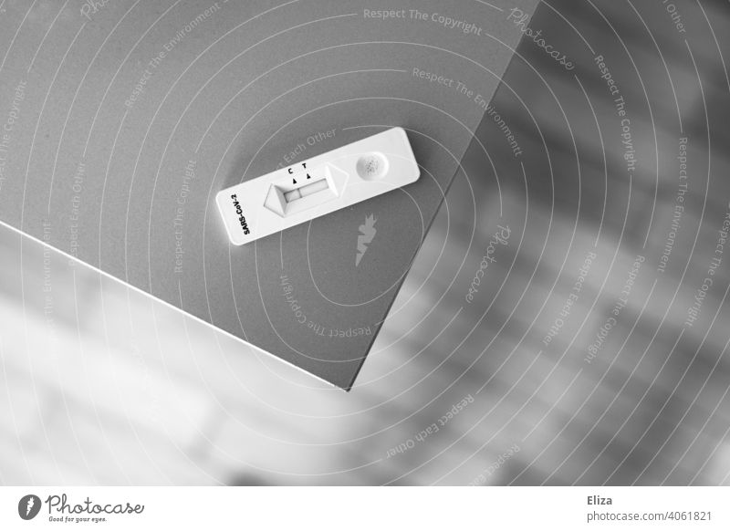 Negative Corona quick test for home in black and white corona quick test Quick test black-and-white pandemic coronavirus Safety at home